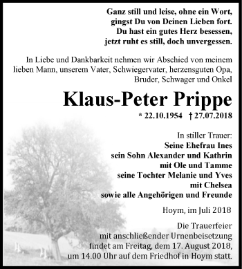 Traueranzeige von Klaus-Peter Prippe von Mitteldeutsche Zeitung Aschersleben