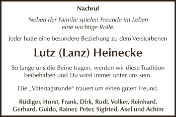 Traueranzeige von Lutz Heinecke von Super Sonntag Aschersleben