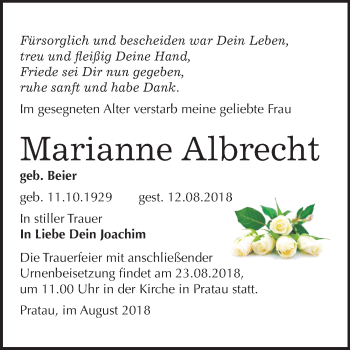Traueranzeige von Marianne Albrecht von Mitteldeutsche Zeitung