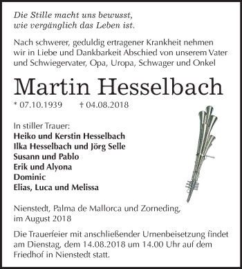 Traueranzeige von Martin Hesselbach von Mitteldeutsche Zeitung