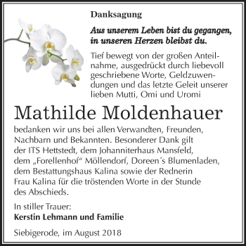 Traueranzeige von Mathilde Moldenhauer von Mitteldeutsche Zeitung