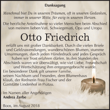 Traueranzeige von Otto Friedrich von Mitteldeutsche Zeitung
