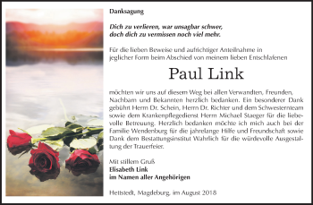 Traueranzeige von Paul Link von Mitteldeutsche Zeitung