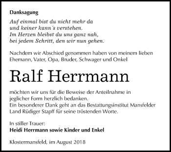 Traueranzeige von Ralf Herrmann von Mitteldeutsche Zeitung