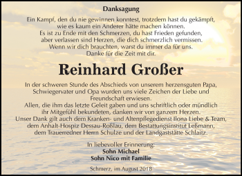 Traueranzeige von Reinhard Großer von Mitteldeutsche Zeitung Bitterfeld
