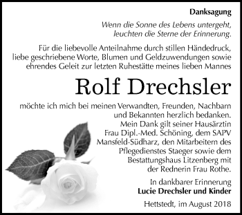 Traueranzeige von Rolf Drechsler von Mitteldeutsche Zeitung