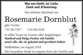 Traueranzeige von Rosemarie Dornblut von Mitteldeutsche Zeitung