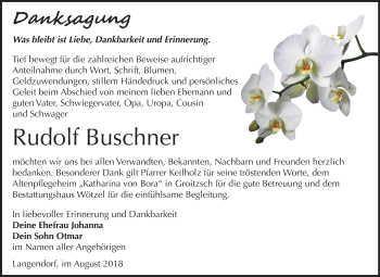 Traueranzeige von Rudolf Buschner von Mitteldeutsche Zeitung Zeitz