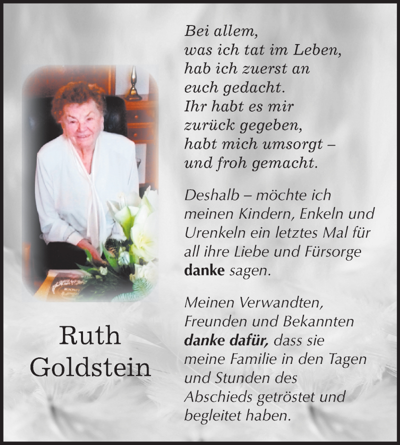  Traueranzeige für Ruth Goldstein vom 04.08.2018 aus Mitteldeutsche Zeitung Bitterfeld