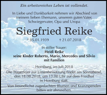 Traueranzeige von Siegfried Reike von Mitteldeutsche Zeitung