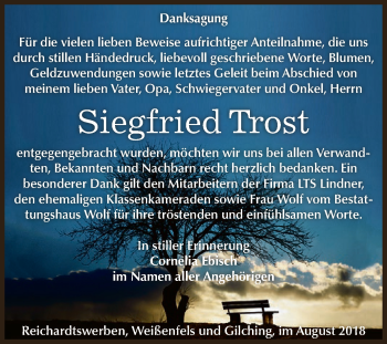 Traueranzeige von Siegfried Trost von WVG - Wochenspiegel NMB / WSF / ZTZ