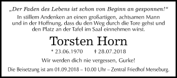 Traueranzeige von Torsten Horn von Mitteldeutsche Zeitung