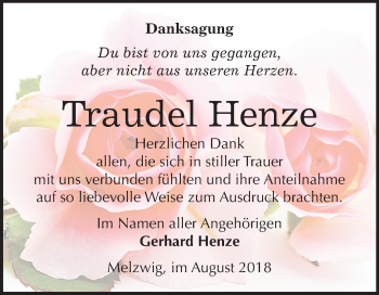 Traueranzeige von Traudel Henze von Mitteldeutsche Zeitung