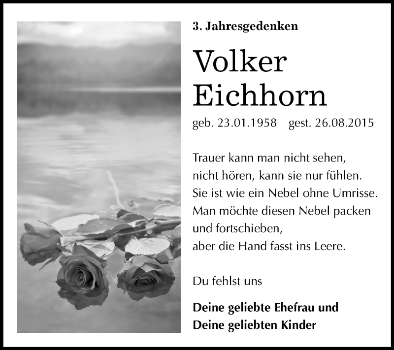  Traueranzeige für Volker Eichhorn vom 25.08.2018 aus Mitteldeutsche Zeitung