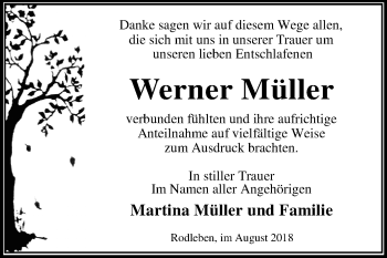 Traueranzeige von Werner Müller von Mitteldeutsche Zeitung Dessau-Roßlau