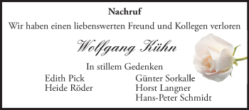 Traueranzeige von Wolfgang Kühn von Mitteldeutsche Zeitung Quedlinburg