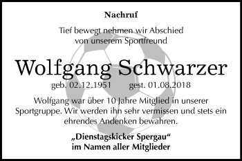 Traueranzeige von Wolfgang Schwarzer von Mitteldeutsche Zeitung Merseburg/Querfurt
