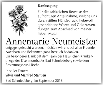 Traueranzeige von Annemarie Neumeister von Mitteldeutsche Zeitung