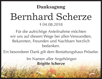 Traueranzeige von Bernhard Scherze von Mitteldeutsche Zeitung Bernburg