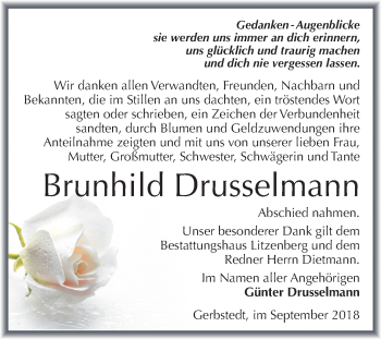 Traueranzeige von Brunhild Drusselmann von Mitteldeutsche Zeitung