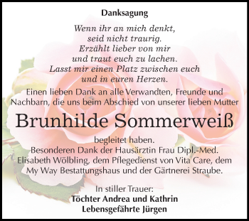 Traueranzeige von Brunhilde Sommerweiß von Mitteldeutsche Zeitung