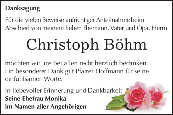 Traueranzeige von Christoph Böhm von Mitteldeutsche Zeitung Zeitz