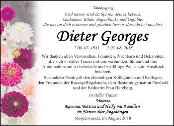 Traueranzeige von Dieter Georges von Mitteldeutsche Zeitung