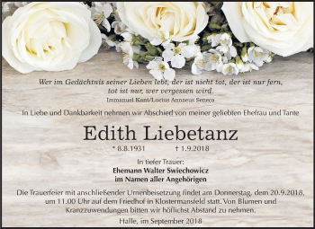 Traueranzeige von Edith Liebetanz von Mitteldeutsche Zeitung