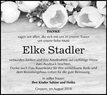 Traueranzeige von Elke Stadler von Mitteldeutsche Zeitung Bitterfeld