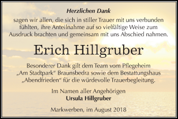 Traueranzeige von Erich Hillgruber von WVG - Wochenspiegel Merseburg
