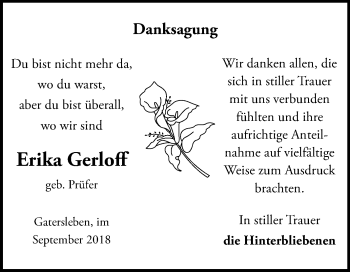 Traueranzeige von Erika Gerloff von Mitteldeutsche Zeitung