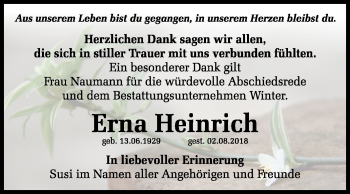 Traueranzeige von Erna Heinrich von Mitteldeutsche Zeitung Bitterfeld