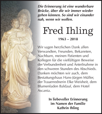 Traueranzeige von Fred Ihling von Mitteldeutsche Zeitung Aschersleben