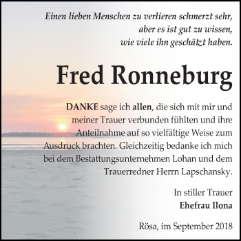 Traueranzeige von Fred Ronneburg von Mitteldeutsche Zeitung Bitterfeld