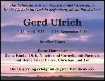 Traueranzeige von Gerd Ulrich von Mitteldeutsche Zeitung Bitterfeld