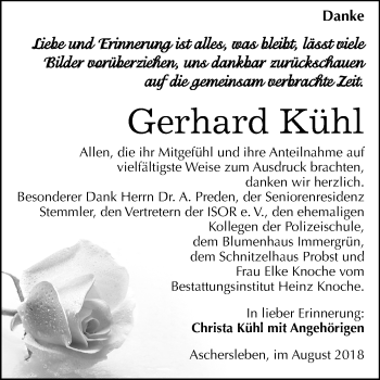Traueranzeige von Gerhard Kühl von Mitteldeutsche Zeitung Aschersleben