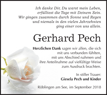 Traueranzeige von Gerhard Pech von Mitteldeutsche Zeitung