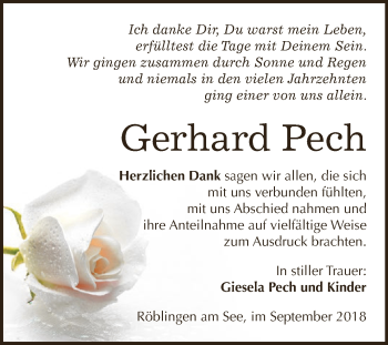 Traueranzeige von Gerhard Pech von Super Sonntag SGH Mansf. Land