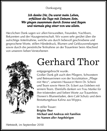 Traueranzeige von Gerhard Thor von Mitteldeutsche Zeitung