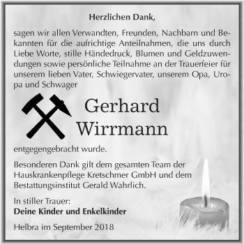 Traueranzeige von Gerhard Wirrmann von Mitteldeutsche Zeitung