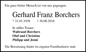 Traueranzeige von Gerhard Franz Borchers von Mitteldeutsche Zeitung