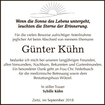 Traueranzeige von Günter Kühn von Super Sonntag Zeitz