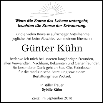 Traueranzeige von Günter Kühn von Mitteldeutsche Zeitung Zeitz