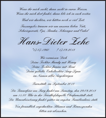 Traueranzeige von Hans-Dieter Zehe von Mitteldeutsche Zeitung Merseburg/Querfurt