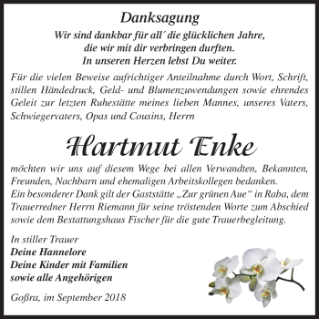 Traueranzeige von Hartmut Enke von Mitteldeutsche Zeitung Zeitz