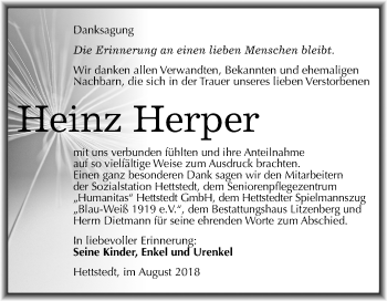 Traueranzeige von Heinz Herper von Mitteldeutsche Zeitung
