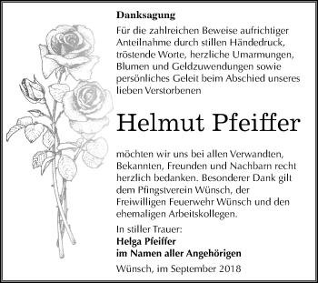 Traueranzeige von Helmut Pfeiffer von Mitteldeutsche Zeitung Merseburg/Querfurt