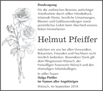 Traueranzeige von Helmut Pfeiffer von WVG - Wochenspiegel Merseburg