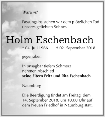 Traueranzeige von Holm Eschenbach von Mitteldeutsche Zeitung