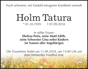 Traueranzeige von Holm Tatura von Mitteldeutsche Zeitung
